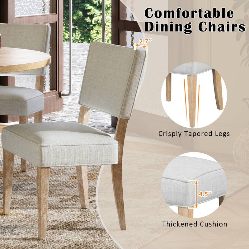 5 Piece Wood Round Dining Table Set with 4 Upholstered Chairs