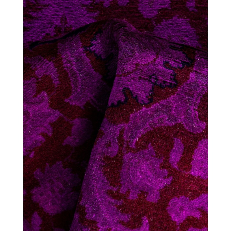 Fine Vibrance One-of-a-Kind Hand-Knotted Runner Rug - Purple, 2' 7" x 12' 9" - 2' 7" x 12' 9"