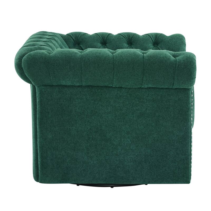 Roomfitters Chesterfield Swivel Club Chair, Tufted Accent Armchair for Living Room