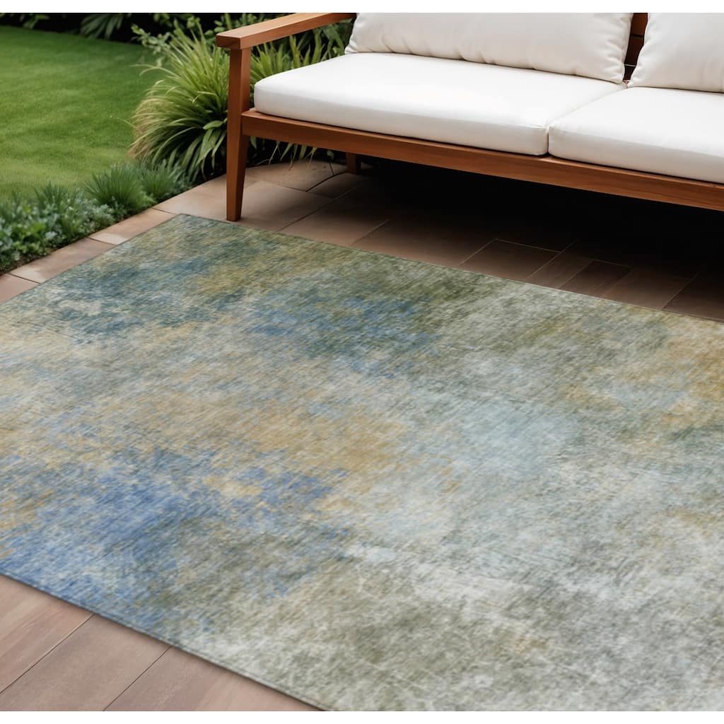 HomeRoots Abstract Transitional Rectangle Outdoor Rug