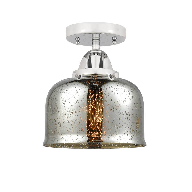 Innovations Lighting Nouveau 2 Bell - 1 Light 8" Semi-Flush Mount - Silver Plated Mercury/Polished Chrome