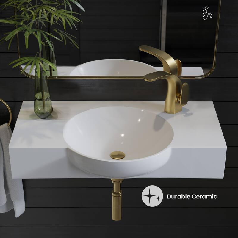 Chateau 30" Wall-Mounted Sink Center Basin With Right Side Faucet Mount In Glossy White - 30