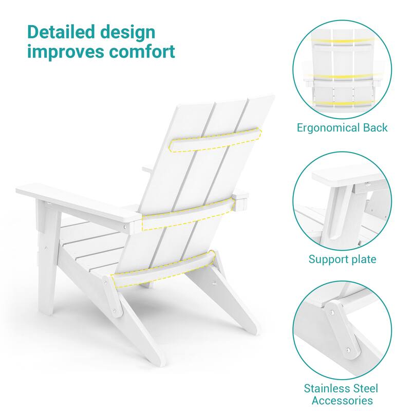 BONOSUKI Patio Folding Adirondack Chair,Waterproof HIPS,Wide Armrests