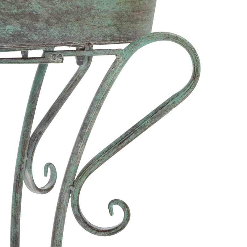 SAFAVIEH Kaya Victorian Scroll Iron Outdoor Planter Set of 2 - 28.4" W x 15.4" D x 32.7 H - 28Wx32Dx15H