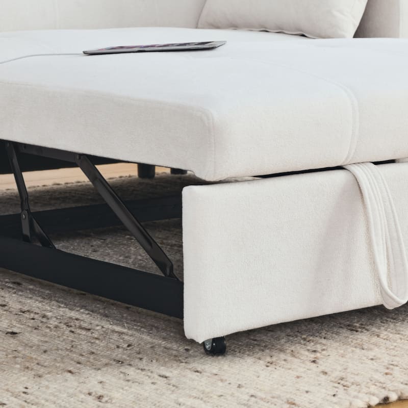 54" Pull-Out Sleeper Sofa Bed Double Seat Recliner Sofa Bed with Armrests with Storage and Side Pockets,with USB Power Outlet