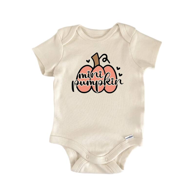 Mini Pumpkin Fall 2 - Baby Boy Girl Clothes Bodysuit Funny Cute - White - 6-9M