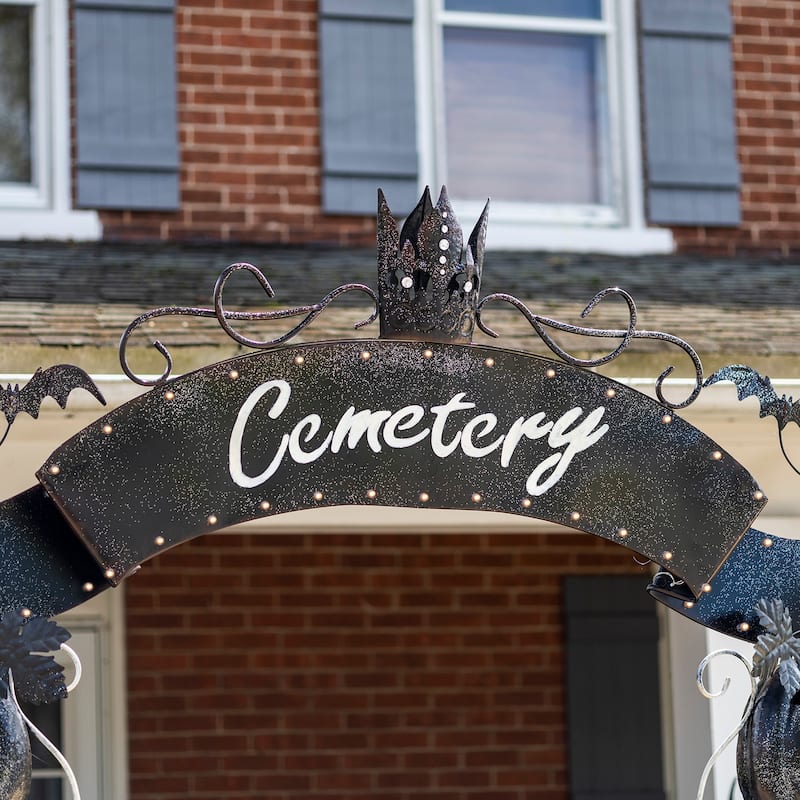 Large Halloween Cemetery Arch with LED Lights