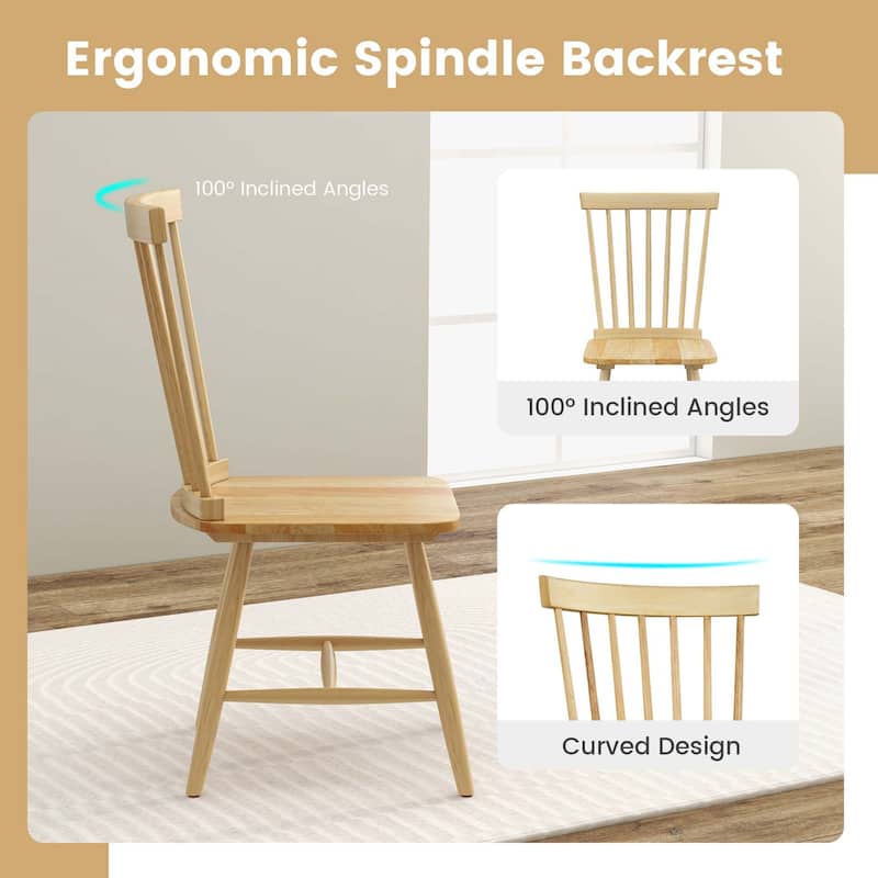 Costway Windsor Dining Chairs Set of 2 Armless Spindle Back Solid - See Details