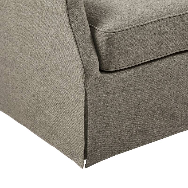 Martha Stewart London Upholstered Skirted Swivel Armchair with Lumbar Pillow