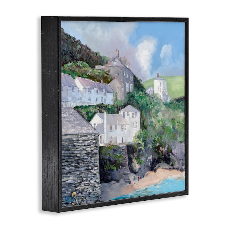 Stupell Coastal Village Beach Framed Giclee Art Design By Meredith Howse