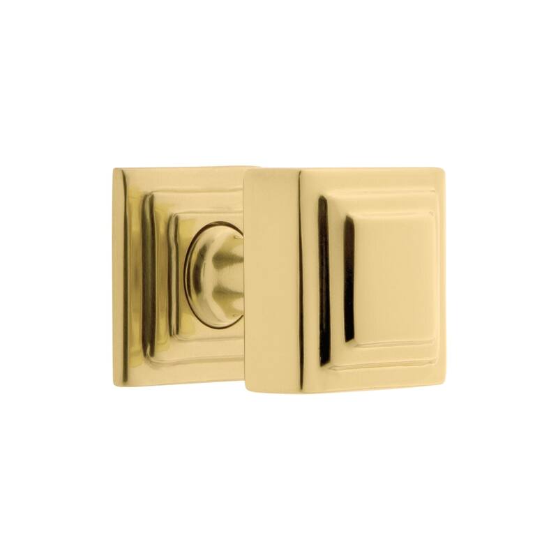 Grandeur CARR-BRASS-KNOB-CARR Carre 1-1/4" Solid Metal Stepped Square - Polished Brass