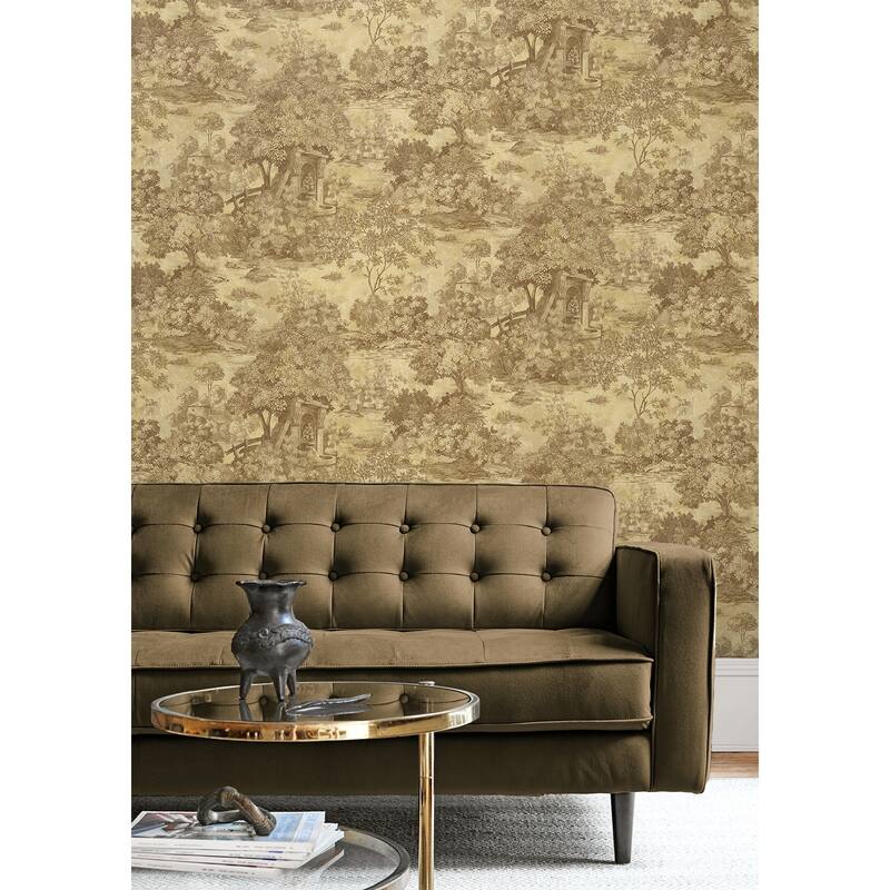 Seabrook Designs Morin Fountain Toile Unpasted Wallpaper