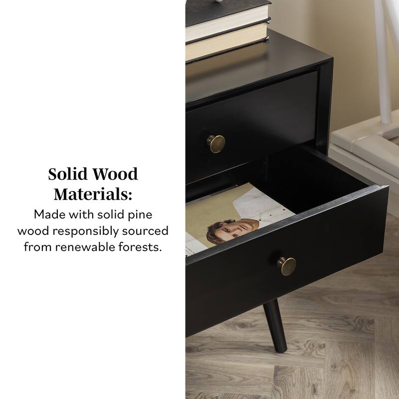 Middlebrook Mid-Century Modern Solid Wood 2-Drawer Nightstand
