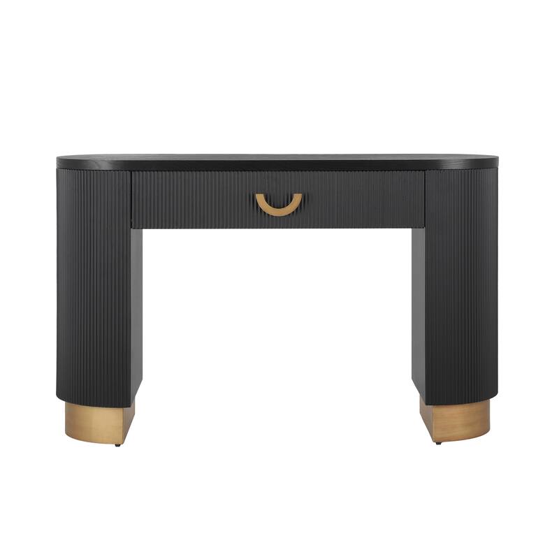 Black Gold Console Table Side Table Hallway Table with Drawer, Rustic Hallway Table Corridor Table for Living Room