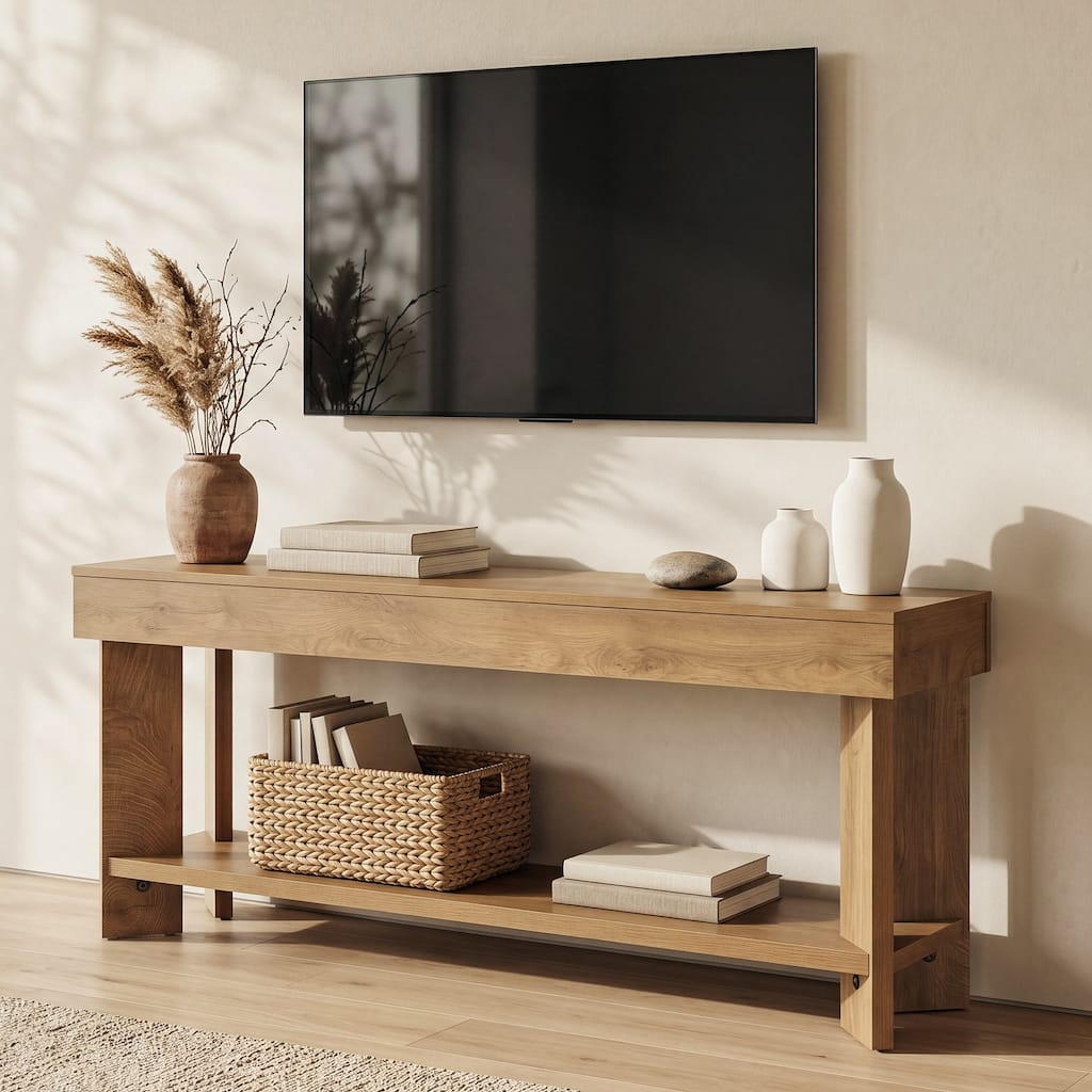 TV Stand for 55/60-Inch TVs, Entertainment Center Low TV Console
