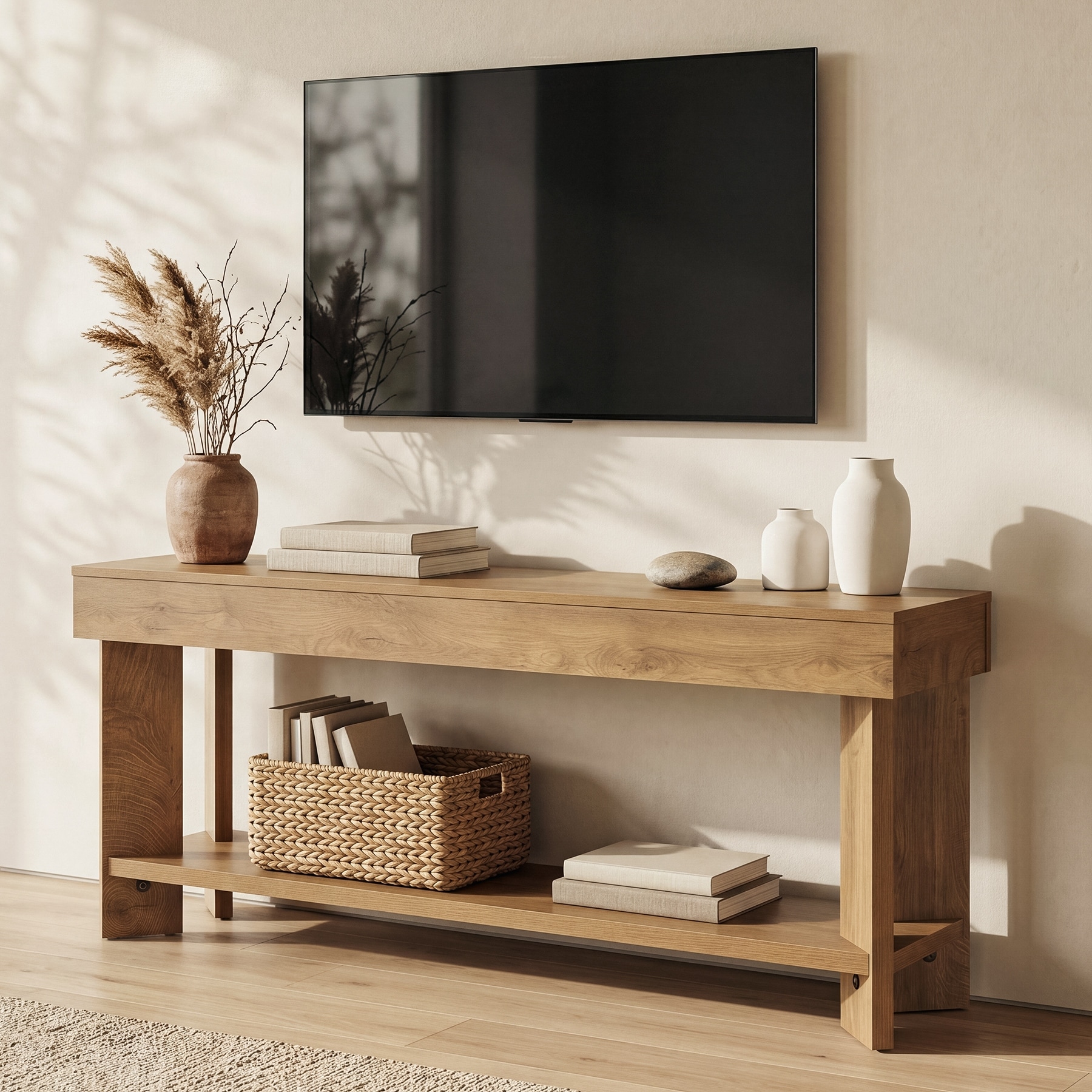 TV Stand for 55/60-Inch TVs, Entertainment Center Low TV Console