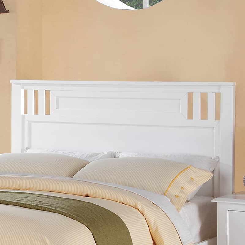 Wooden Panel Bed In White Finish