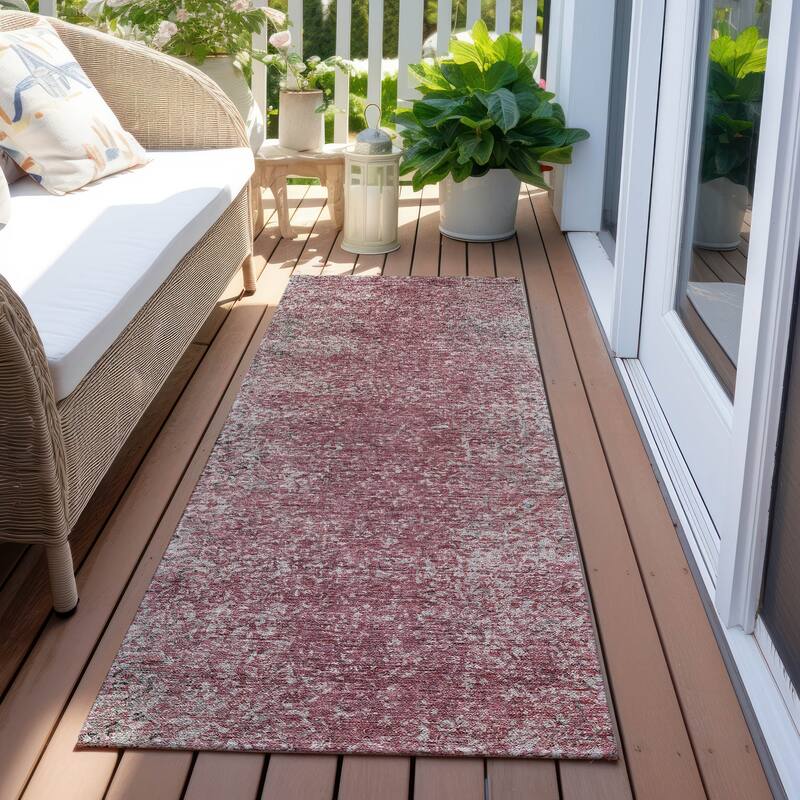 Machine Washable Indoor/ Outdoor Chantille Solid Contemporary Rug - Merlot - 2'3" x 7'6"