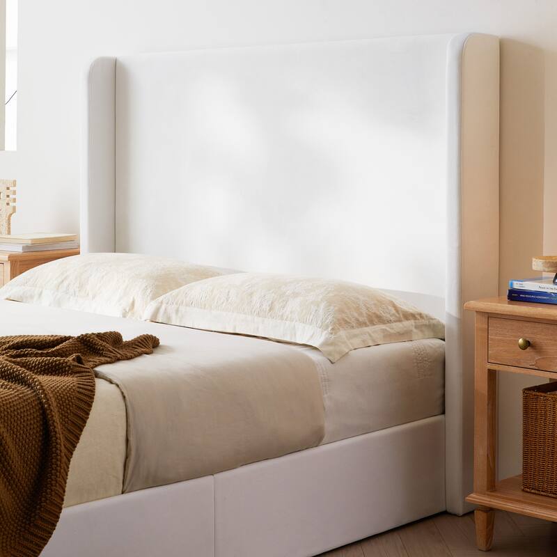 Upholstered Wingback Bed / Upholstered Platform Bed Frame / 52.3" High Headboard / Simplicity/ No Box Spring Needed/ King