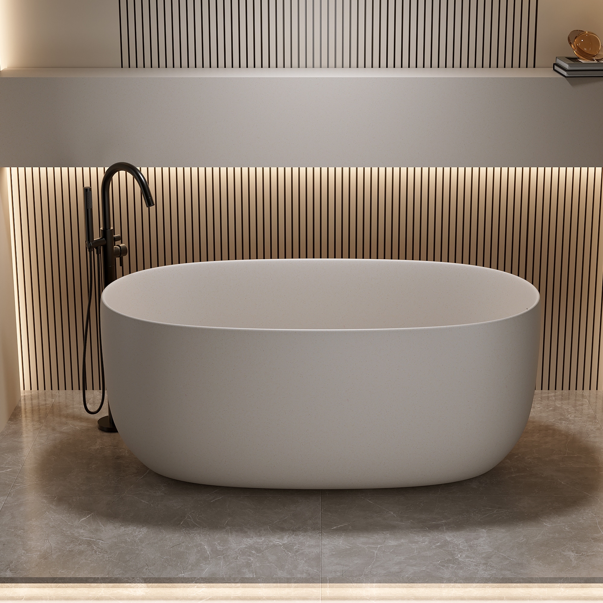 Modern Solid Surface Freestanding Bathtub Ergonomic Soaking Design by GDFStudio
