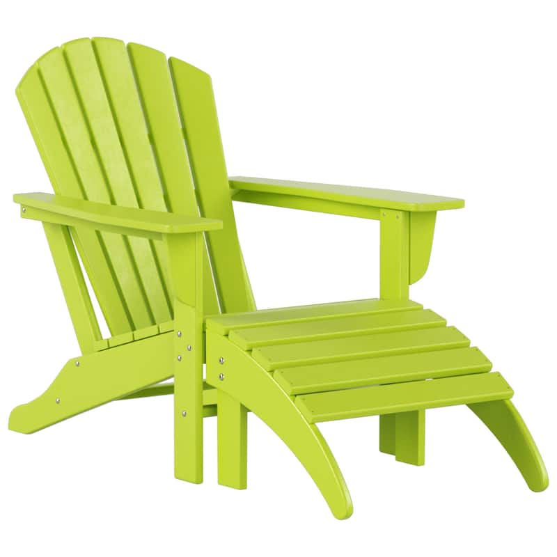 Altura Classic Outdoor Eco-Friendly All Weather Adirondack Chair with Ottoman (2-Piece Set)