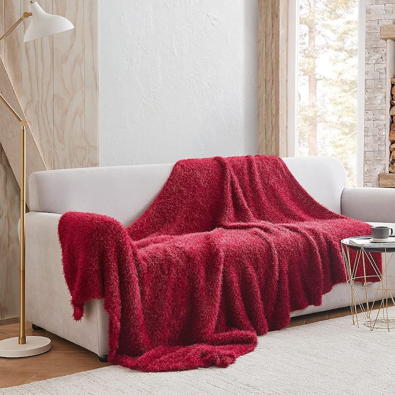 Cozy Potato® Crazy Messy Plush Throw Blanket - Sun-Dried Tomato