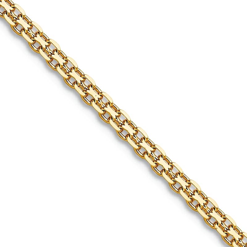 Curata 14k Yellow Gold Italian 1.8mm or 2.2mm Woven Bismark Chain Necklace - 16" 18" 20" 24"