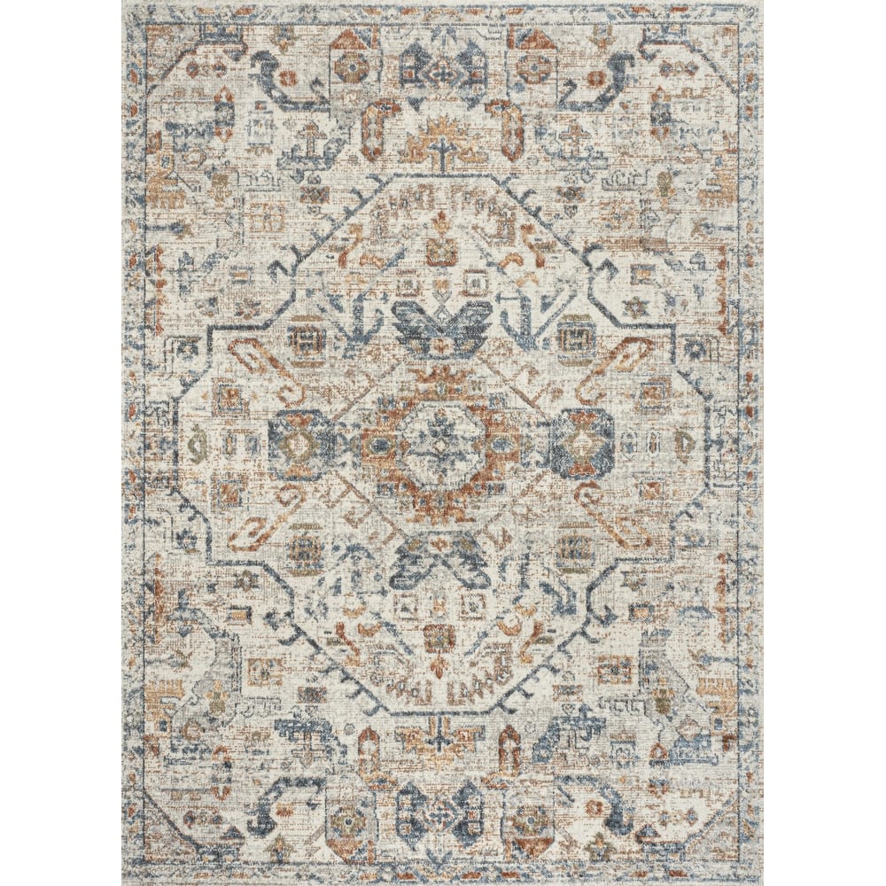 JONATHAN Y Brandy Bohemian Medallion Low-Pile Machine-Washable Cream/Terra Area Rug