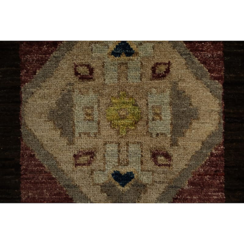 Hand Knotted Oriental 100% Wool Carpet Modern Geometric Brown Gabbeh Area Rug - 10' 9'' X 8' 2''