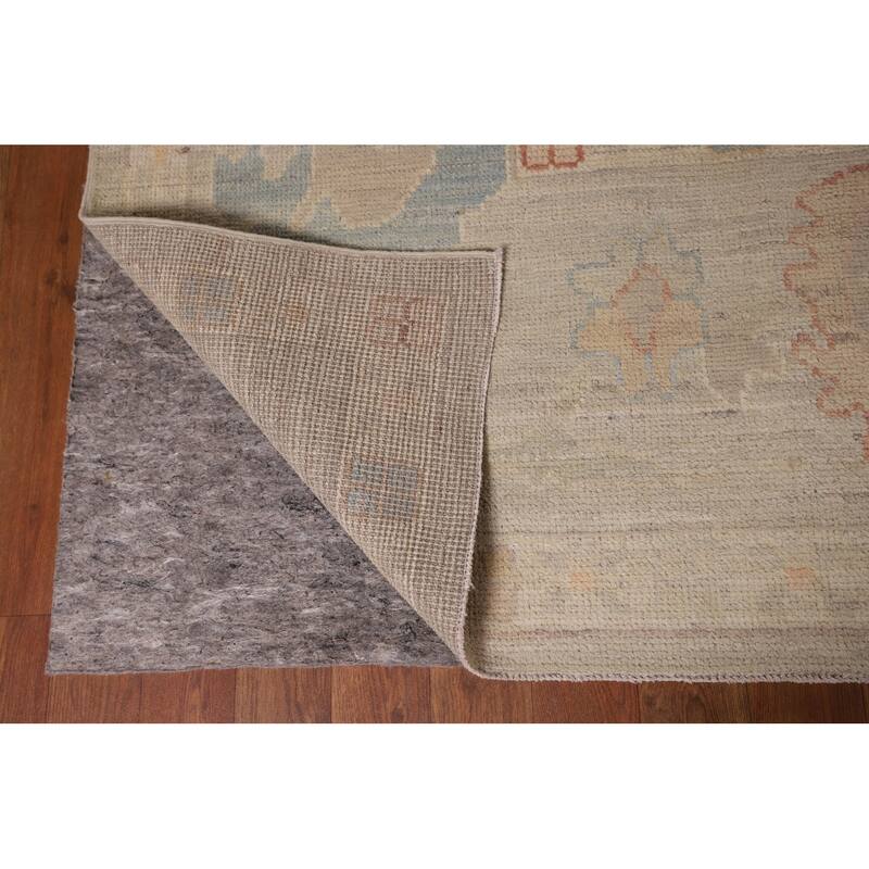 Vegetable Dye Oushak Area Rug Handmade Beige Wool Carpet - 8'11" x 12'0"