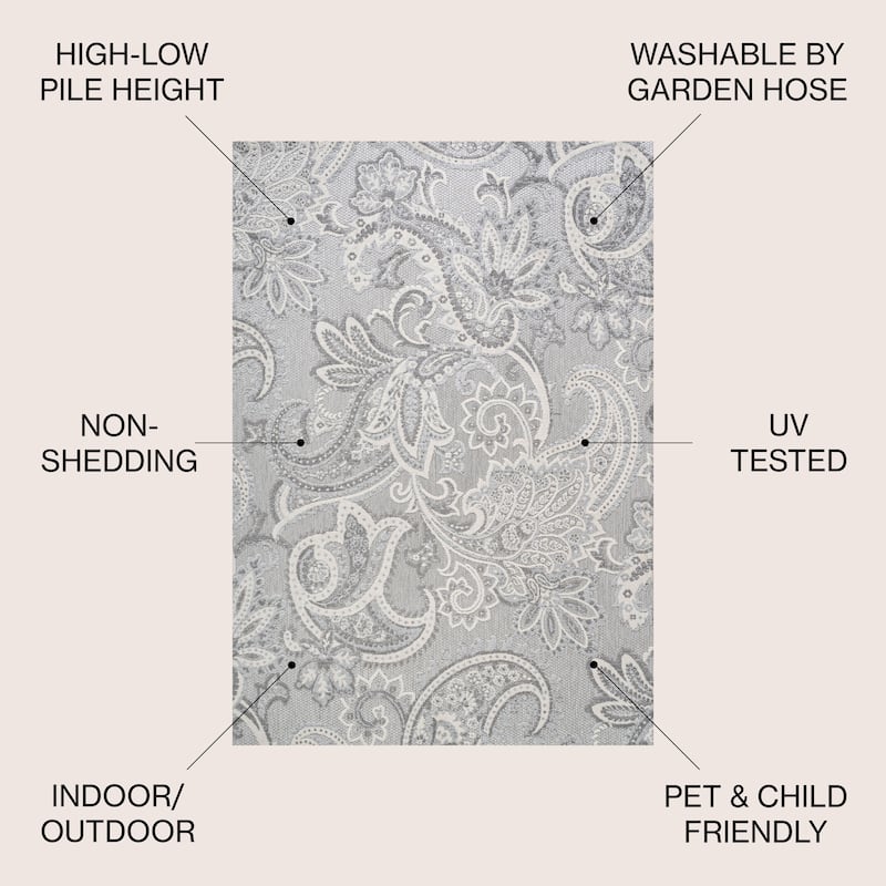 JONATHAN Y Lucena Paisley High-Low Indoor/Outdoor Area Rug