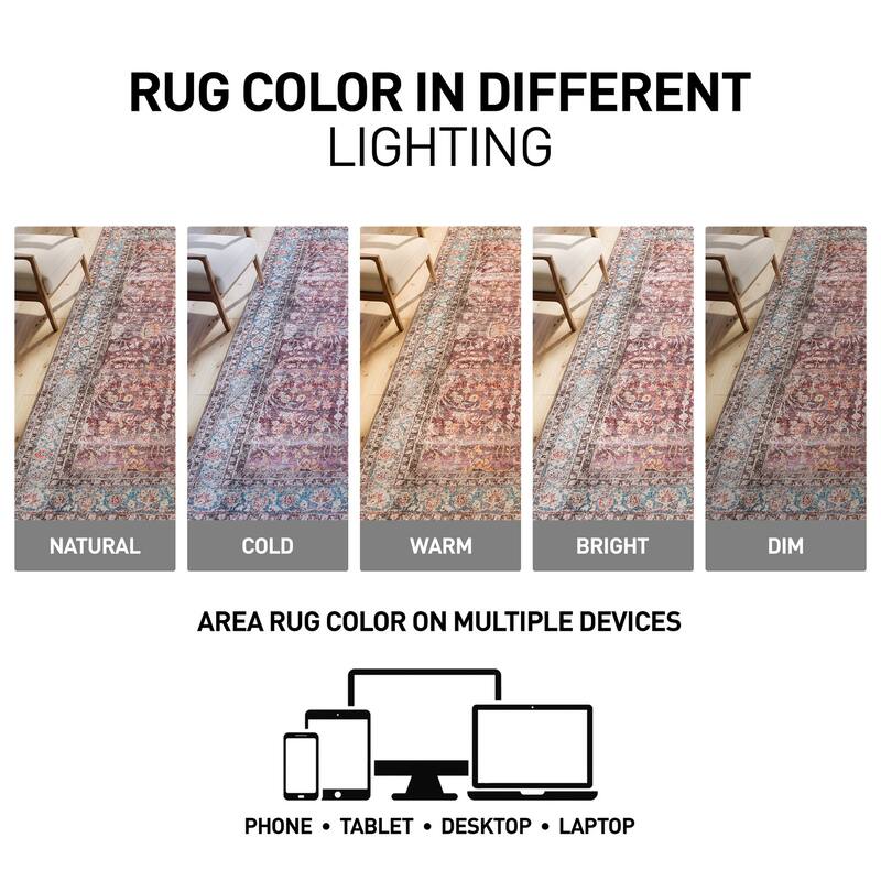 World Rug Gallery Vintage Distressed Bordered Washable Area Rug