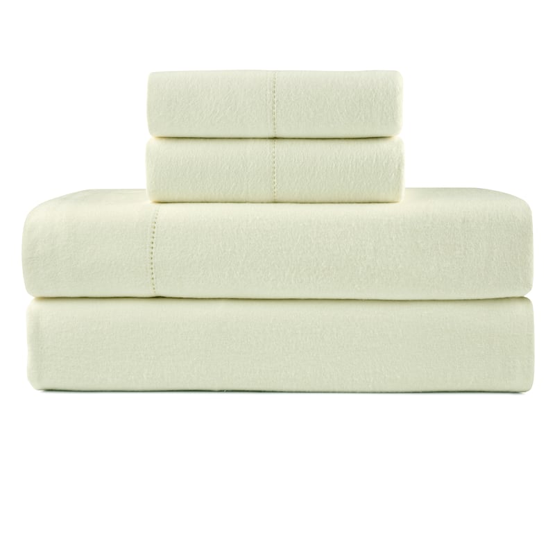 Pointehaven Solid Cotton 180 GSM Deep Pocket Oversized Brushed Flannel Sheet Set