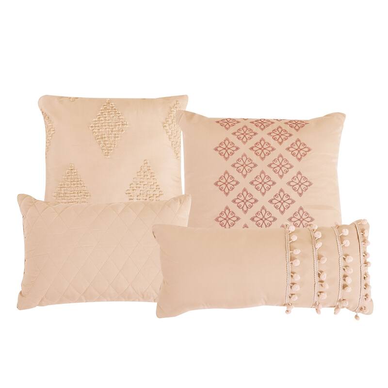 7 Piece Beige Boho Geometric Bedding Comforter Set
