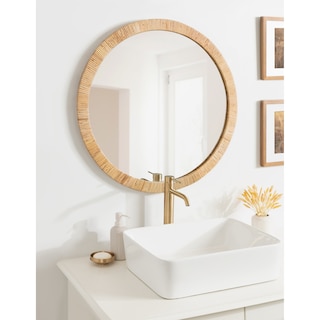 Kate and Laurel Rahfy Framed Wall Mirror - 28" Diameter