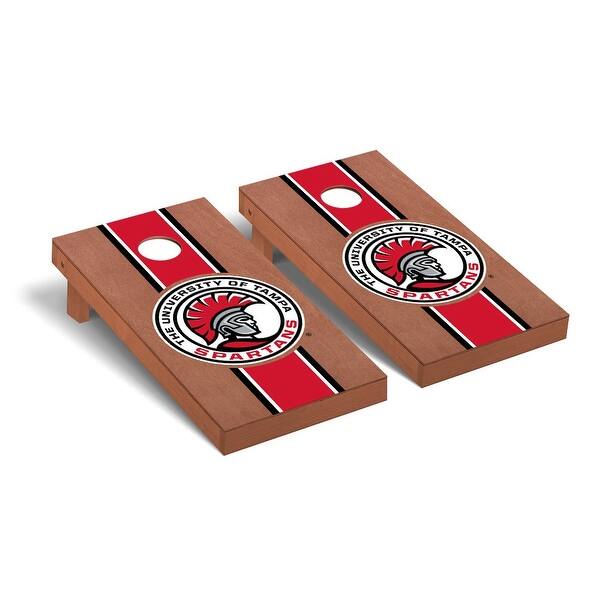 slide 2 of 5, University of Tampa Spartans Cornhole Board Set - Rosewood Stained Striped Wooden