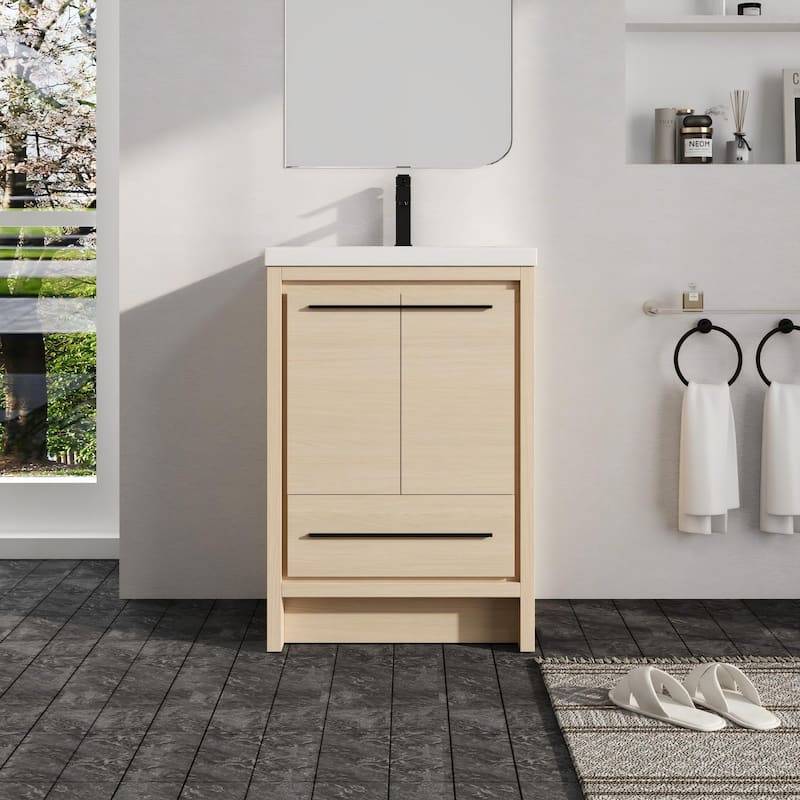 Malwee 24"/30"/36"/48"/60" Bathroom Vanity with Sink, FreeStanding Vanity with Soft Close Door and Drawer - 23.6"×18.1"×35.3"