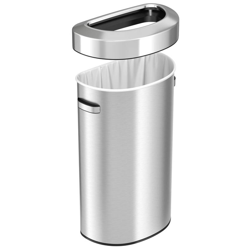 iTouchless 23 Gal Stainless Steel Semi-Round Open Top Trash Can