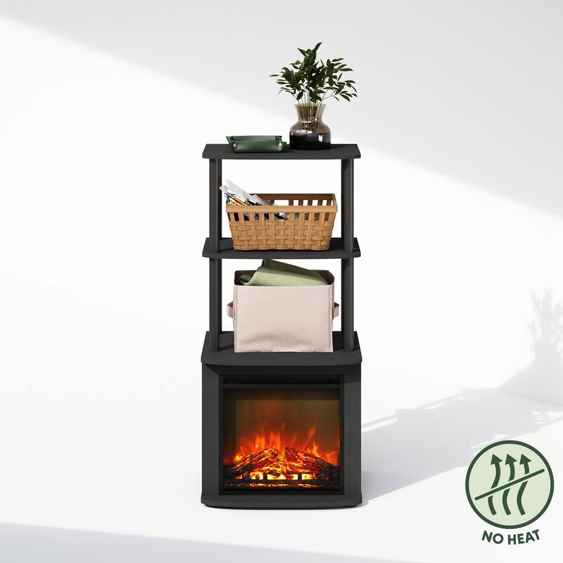 Furinno Turn-N-Tube 2-Tier Tall Side Table Display Rack with No Heat Decorative Electric Fireplace Insert