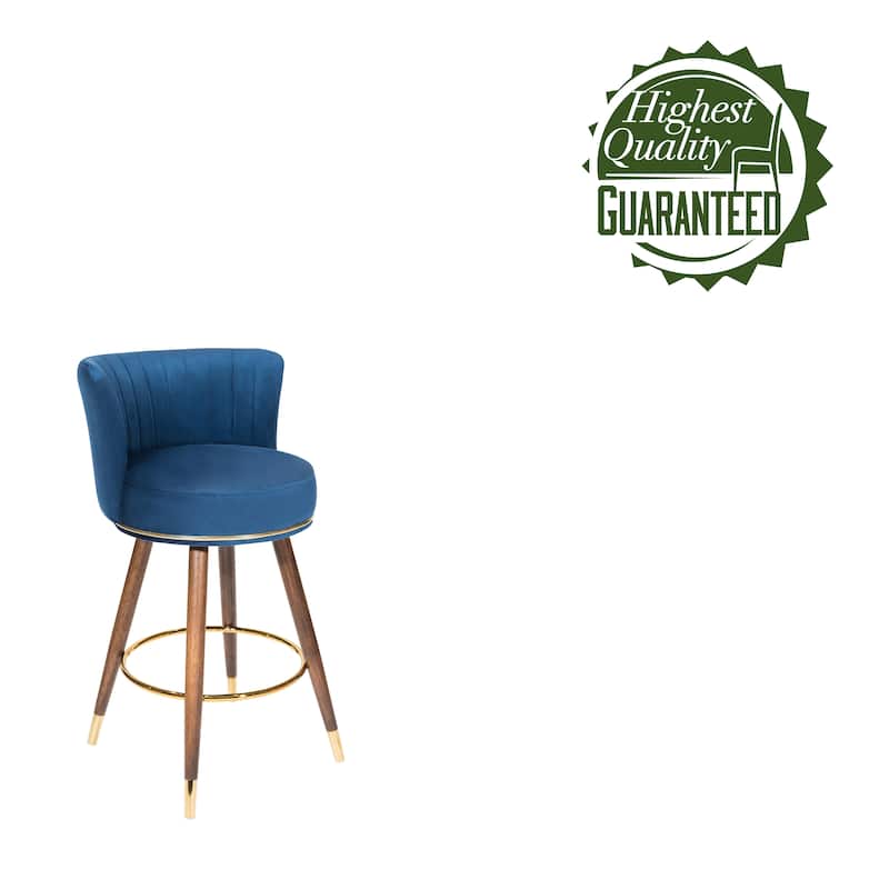 Porthos Home Pedra Swivel Bar Stools Set of 2, Velvet, Rubberwood Legs