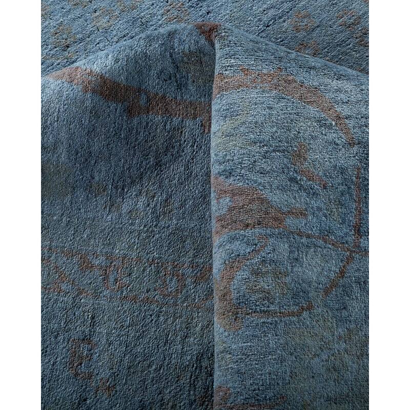 Overton Hand Knotted Wool Vintage Inspired Modern Contemporary Overdyed Gray Area Rug - 9' 2" x 11' 9"