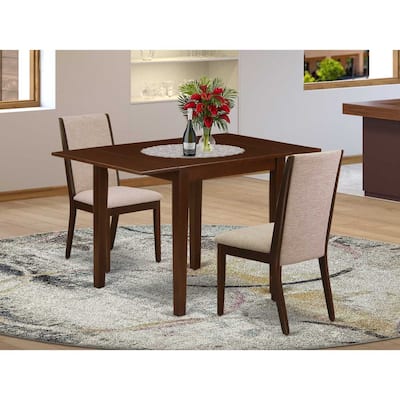 HomeStock 3-Pc Mahogany Finish Rectangular Solid Wood Top With Dropleaf Dining Table Set