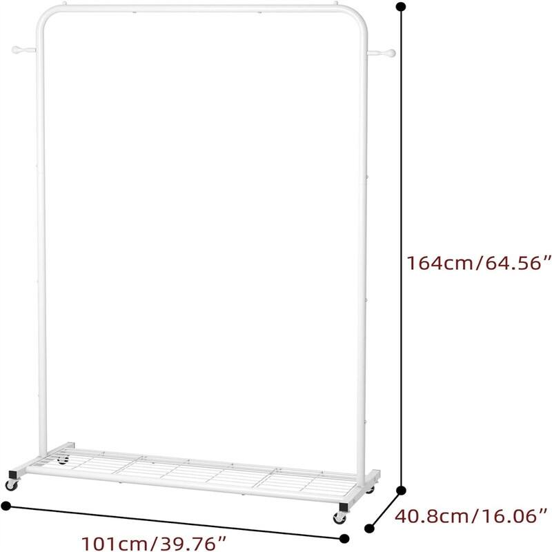 Clothing Rack with Bottom Mesh Storage Shelf - 39.76"D x 16"W x 64.56"H