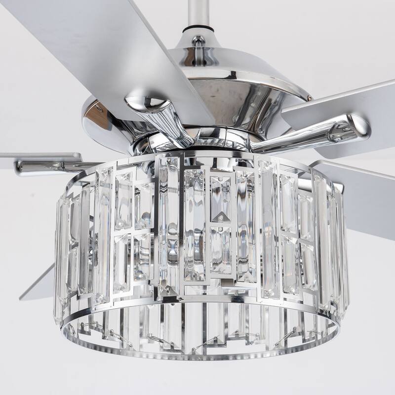 52" Chrome 5-Blade Reversible Ceiling Fan with Remote - 52 in