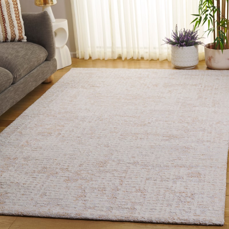 SAFAVIEH Handmade Ebony Marcijona Modern Contemporary Wool Rug - 6' x 9' - Ivory/Gold