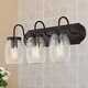 preview thumbnail 2 of 7, Gaines 19.3" 3-Light Farmhouse Industrial Iron Mason Jar LED Vanity, Oil Rubbed Bronze/Clear by JONATHAN Y - 3 Light