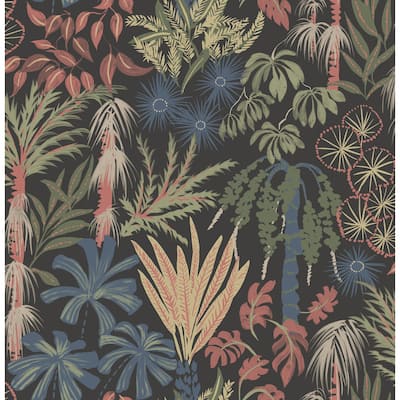 A-Street Prints Everglades Black Botanical Wallpaper