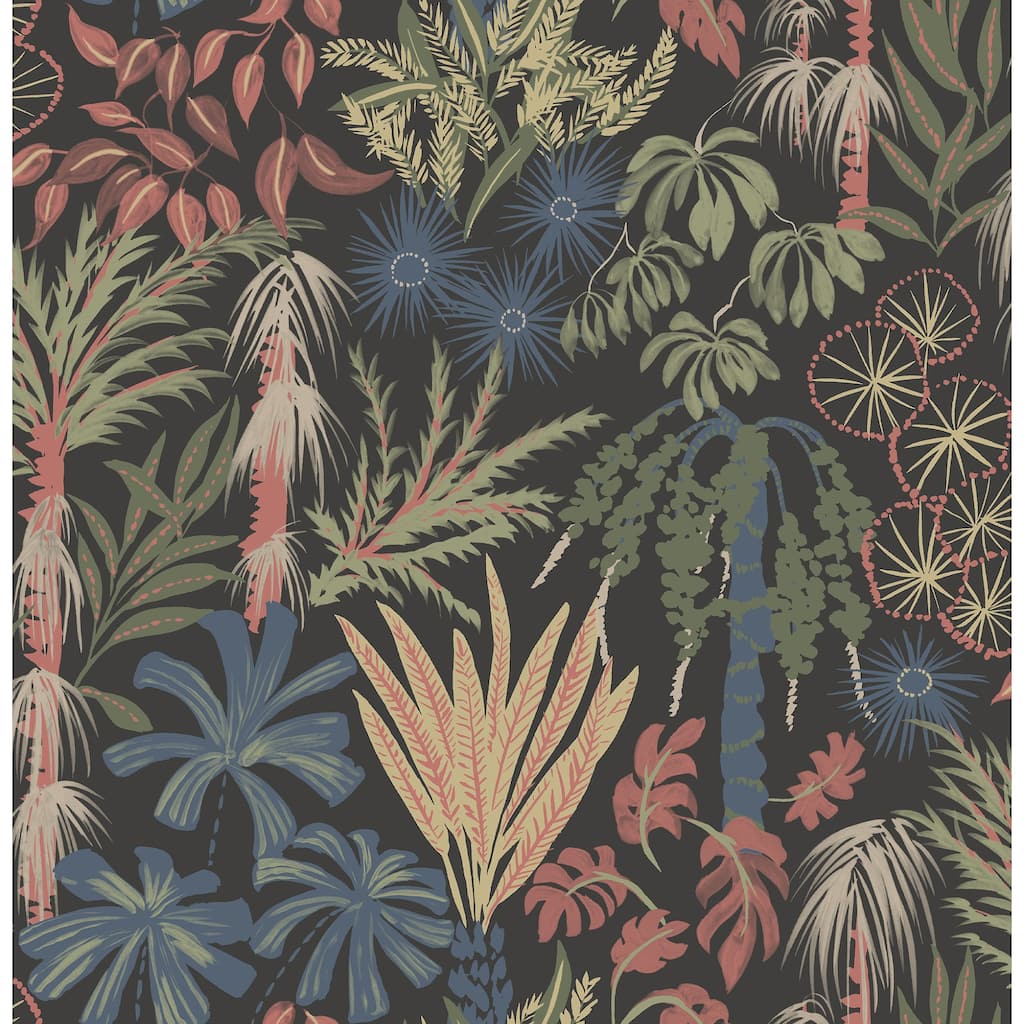 A-Street Prints Everglades Black Botanical Wallpaper