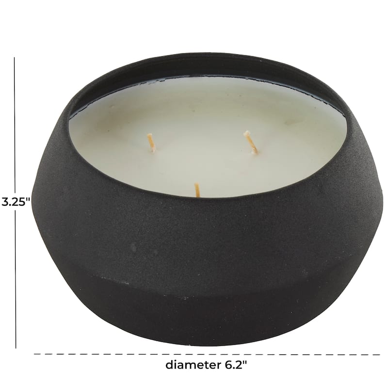 Metal Scented Textured 30oz 3 Wick Decorative Candle with White Wax - Cream, Black or Beige - Roche River Decor