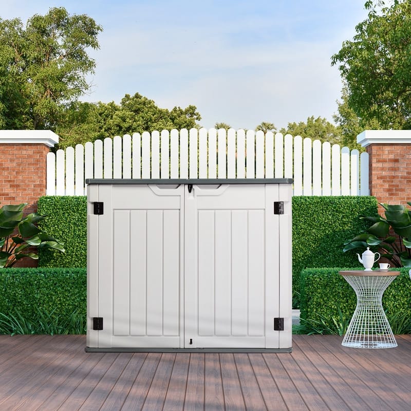 Gray White HDPE Water-Resistant Outdoor Deck Box